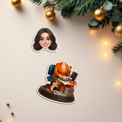 Personalized Office Girl Bobblehead Caricature Boss Lady Gift for Women | Gift for Receptionist, Coworkers, Managers, Colleagues and Corporate Events Battery Powered Moving Head